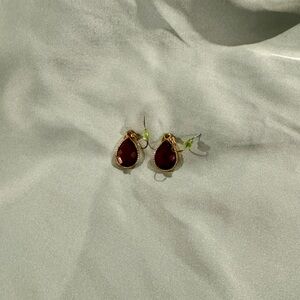 Elegant Gold and Maroon Teardrop Earrings